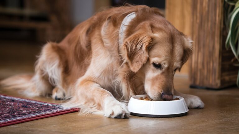 a photo of a dog eating at home the dog is a golde Ijd oClnTS2tdjxZKAtCqw YxgFZJDfTn6niwYLo6dy0g
